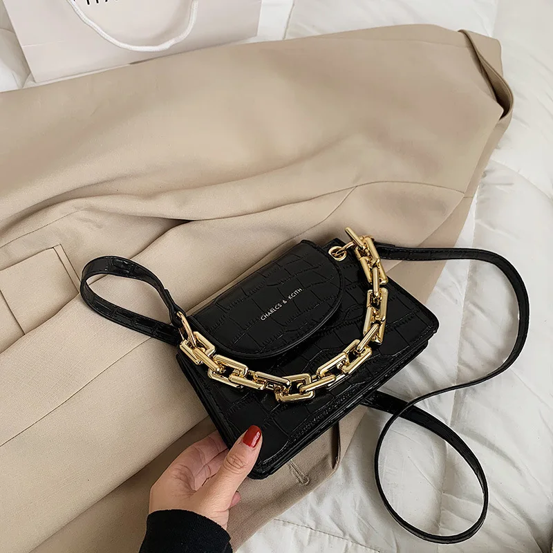 

High-end Women's Small Bags 2021 Spring New Trendy Fashion Chain Portable Small Square Bag Textured Shoulder Messenger Bag