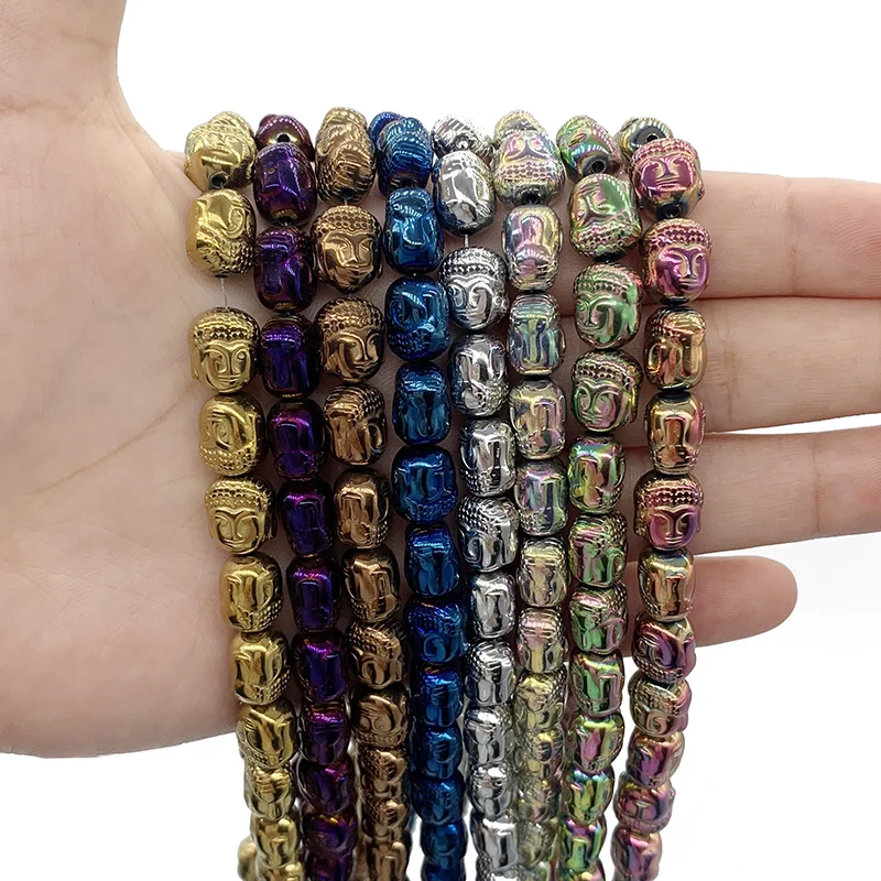 

Avalokitesvara Buddha Blue,Gold,Silver,Purple 10x8MM 20pcs Hematite Natural Stone Loose Beads For Jewelry Making DIY Bracelets