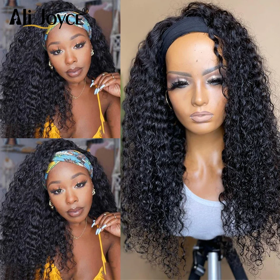

Headband Curly Wig Black Hair Wigs Non Lace Wig Scarf Wigs Headband Wig Human Hair For Black Women Brazilian Remy Human Hair Wig