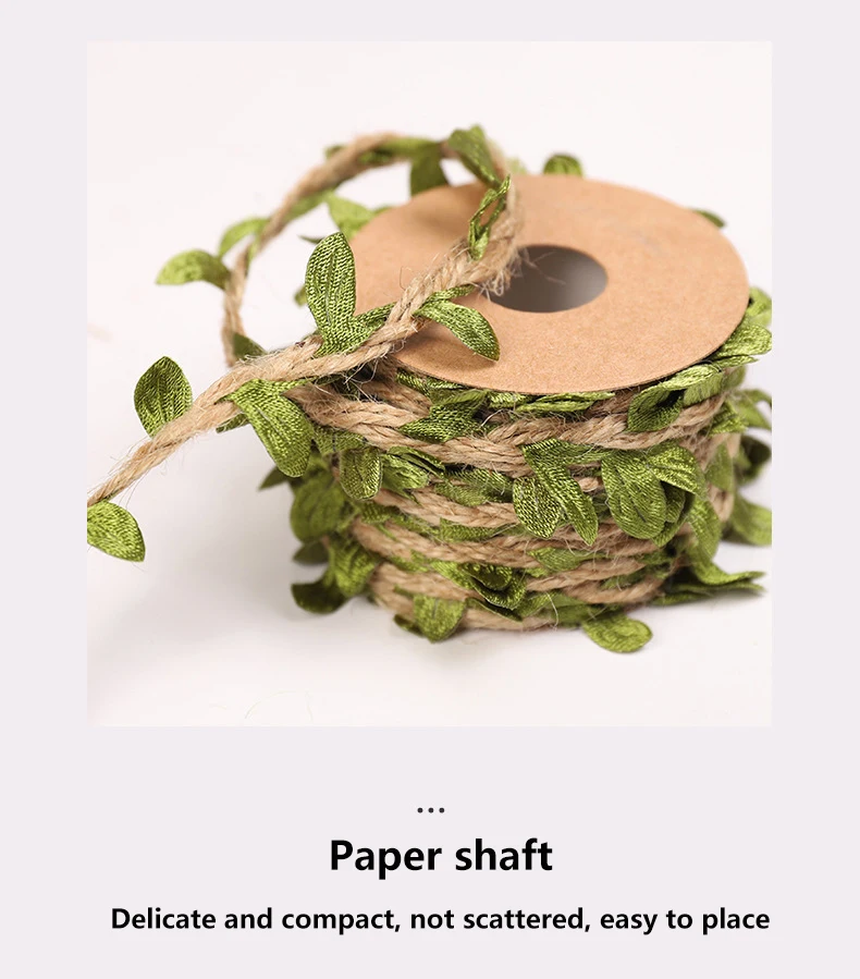 

5m/Roll Simulation Green Leaves Weaving Hemp Rope DIY Wedding Birthday Rattan Gift Bouquet Packaging Rope