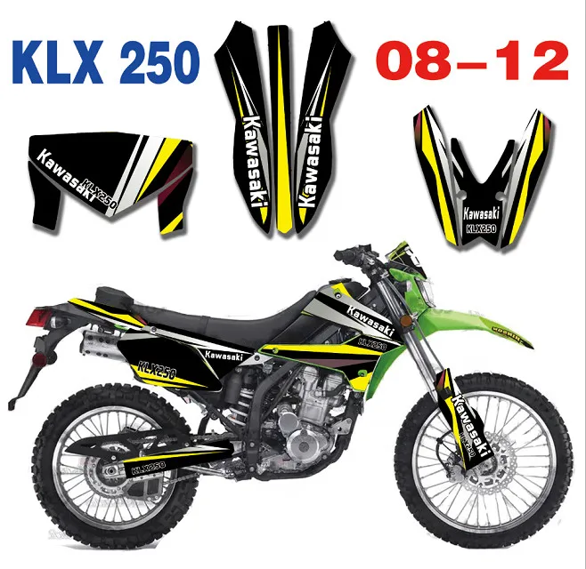 Для Kawasaki KLX250 графика и фоны наклейки наборы подходят для Kawasaki KL250X 250KLX KLX 250 2008 2009 2010 2011 2012