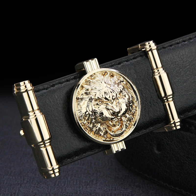 

Hot Sale Lion Buckle Designer Belts Men Waist Strap High Quality Luxury Brand Famous Casual Ceinture Homme Cowskin Waistband