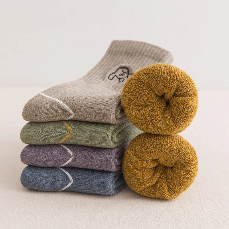 

Anewmorn Harajuku Winter Thicken Warm Female Socks Fashion Rabbit Cotton Women's Sox Breathable Embroidery Cartoon Animal Socks