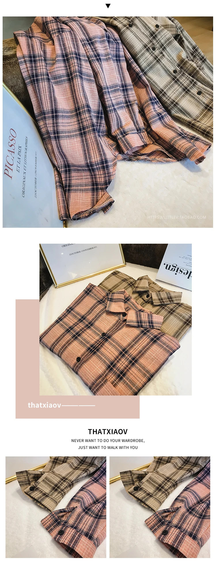 Повседневные женские рубашки, корейская модная одежда, blusas mujer de moda, свободные женские топы, офисные женские рубашки в клетку, женские 6858 50