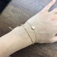 2 pcsset minimalist bracelet love heart charms chain bangles female link men pulseras for women jewelry making love bijoux gift