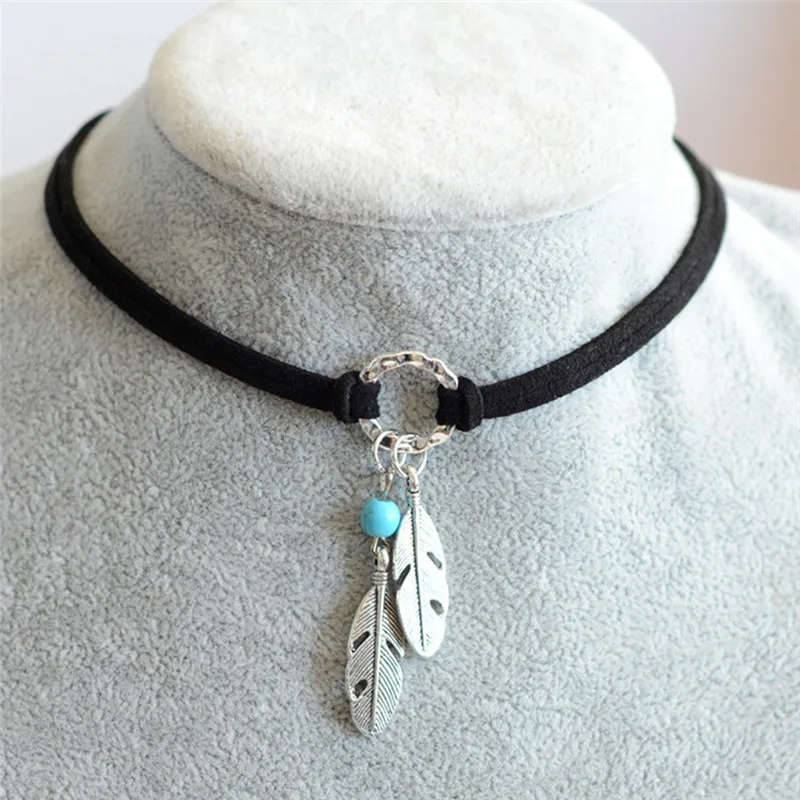 Leather Necklace Mens Jewelry Punk Vintage Retro Leaf Pendants For Women Gift | Украшения и аксессуары