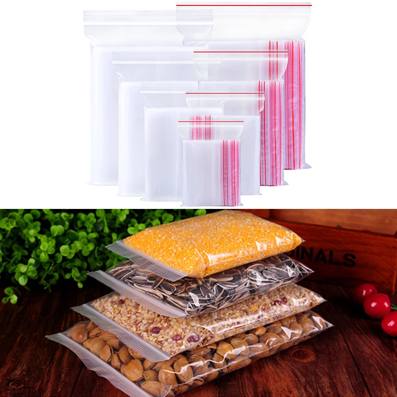 100 шт Пластиковые Ziplock мешки мини ювелирные изделия на молнии замка застежка