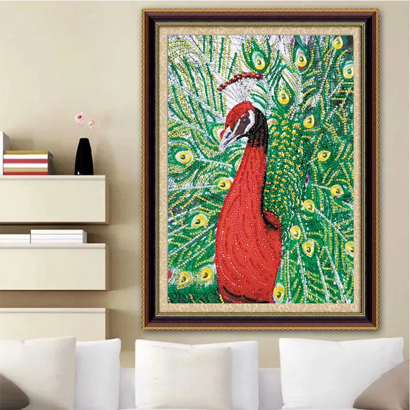 Алмазная живопись сделай сам 5D в форме животного павлин 3D картина Специальные