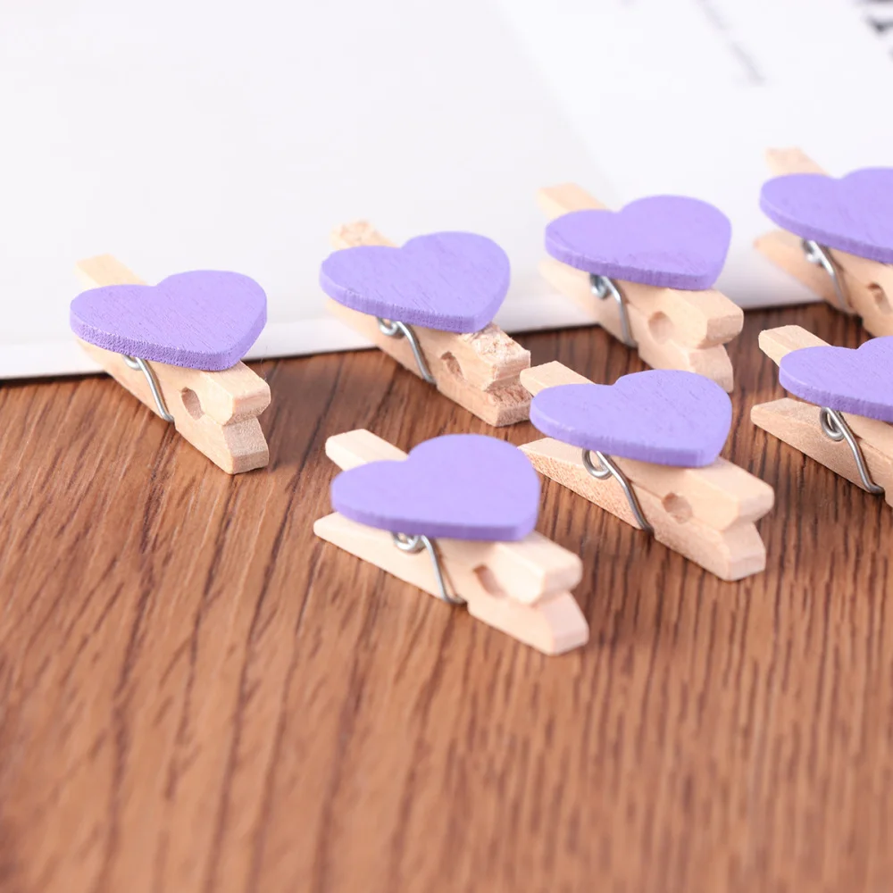 

50pcs Love Wood Clips Beautiful Small Fixation Clips for Photo Painting )