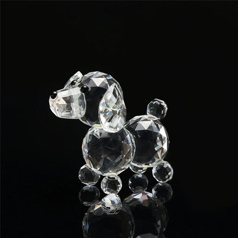 Хрустальная Фигурка милой собаки Коллекционная стеклянная Статуэтка с