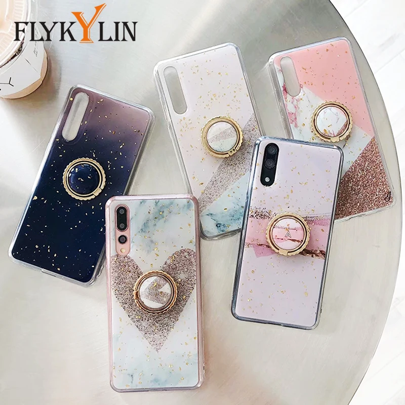 Блестящий Мраморный чехол FLYKYLIN для huawei P30 Pro P20 Lite на Nova 3i 3e 4 4e 5 5i Y9 мягкий