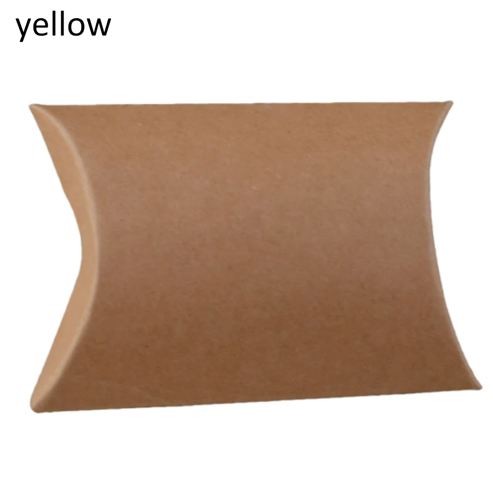 100 шт. коричневая Подарочная коробка из крафт бумаги милые розовые и синие