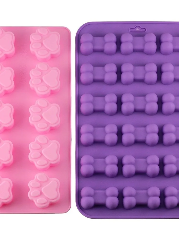 

Puppy Dog Paw and Bone Ice Trays Silicone Pet Treat Molds Soap Chocolate Jelly Candy Mold Cake Decorating Baking Moulds