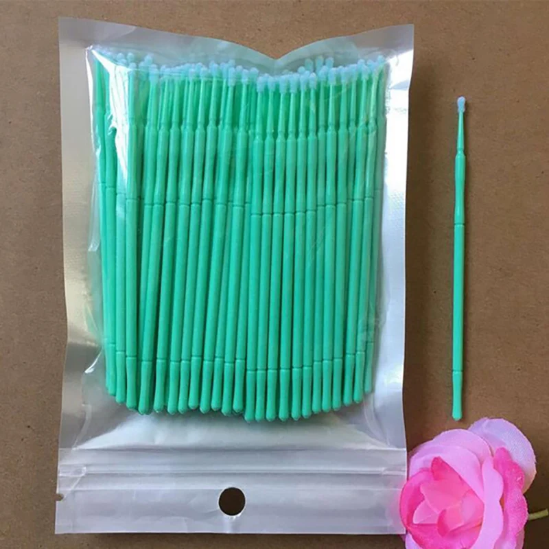 100pcs Наращивание ресниц Microbrush аппликаторы для хлопок кисточка палочка клей