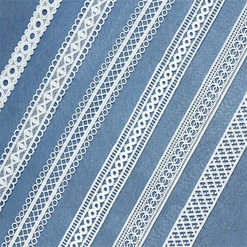 Белый цветочный хлопок вышитый цветок кружева ткани ленты-сетки ткань отделка