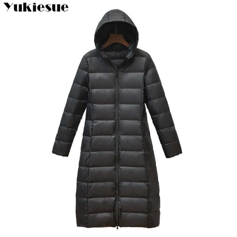 Пуховая парка новинка 2019 брендовая теплая зимняя куртка Женская длинная на белом