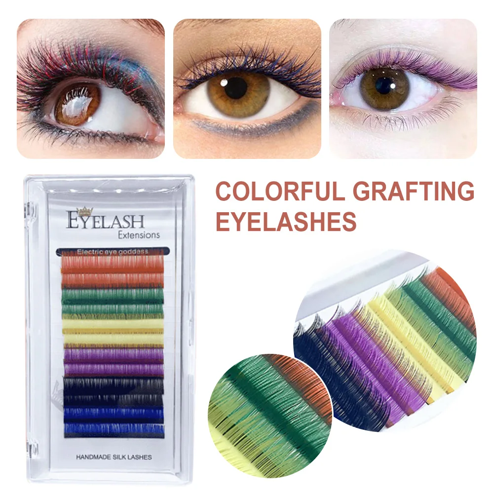 

Color Grafted Eyelashes Soft Hair Single Planting Blue, Purple, Black, Yellow Green And Red Grafted False Eyelash Extension Tool