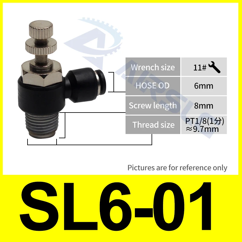 10 шт./лот,, пневматический фитинг, SL6-1 1/"-6 мм дроссельной заслонки, SL4-M5 регулирования давления 4-01 6-M5 8-01 - Цвет: SL6-01