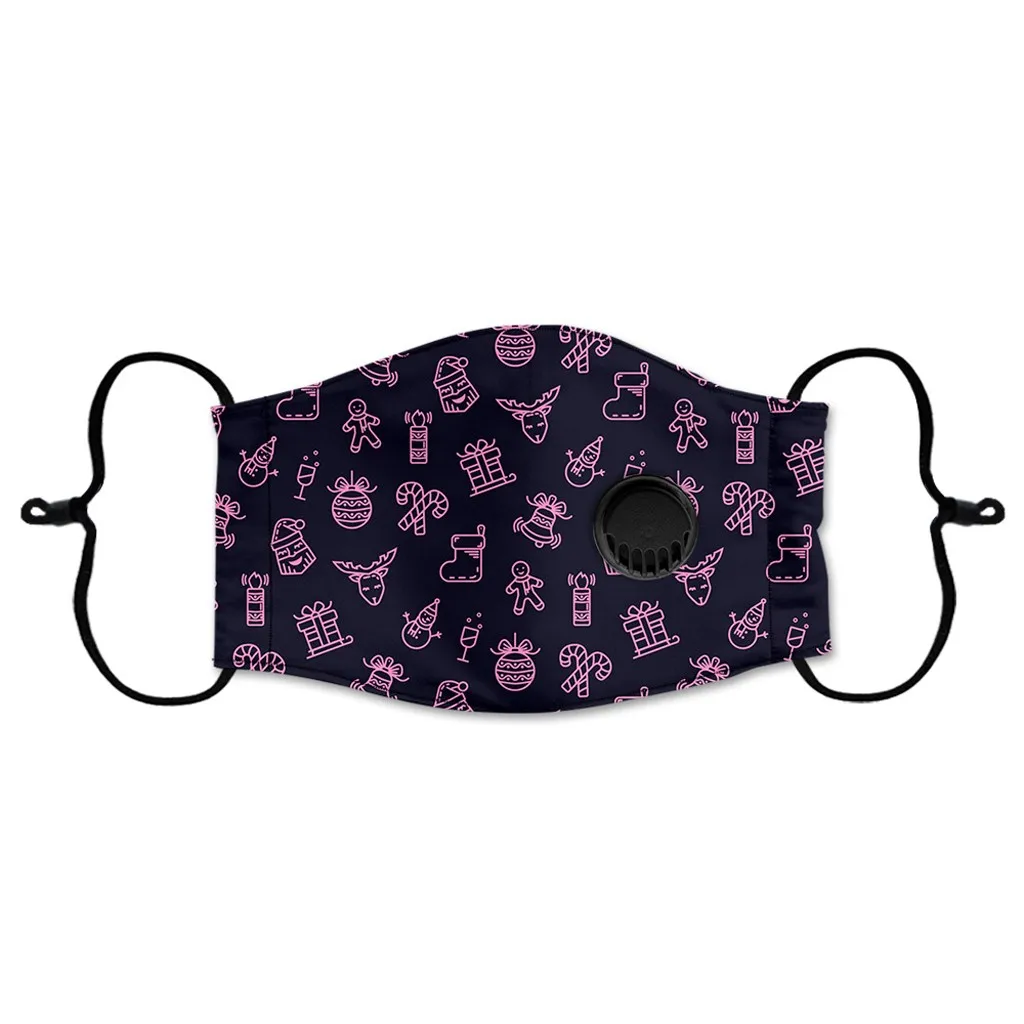 Маски с принтом Санта Клауса унисекс моющиеся и многоразовые теплые