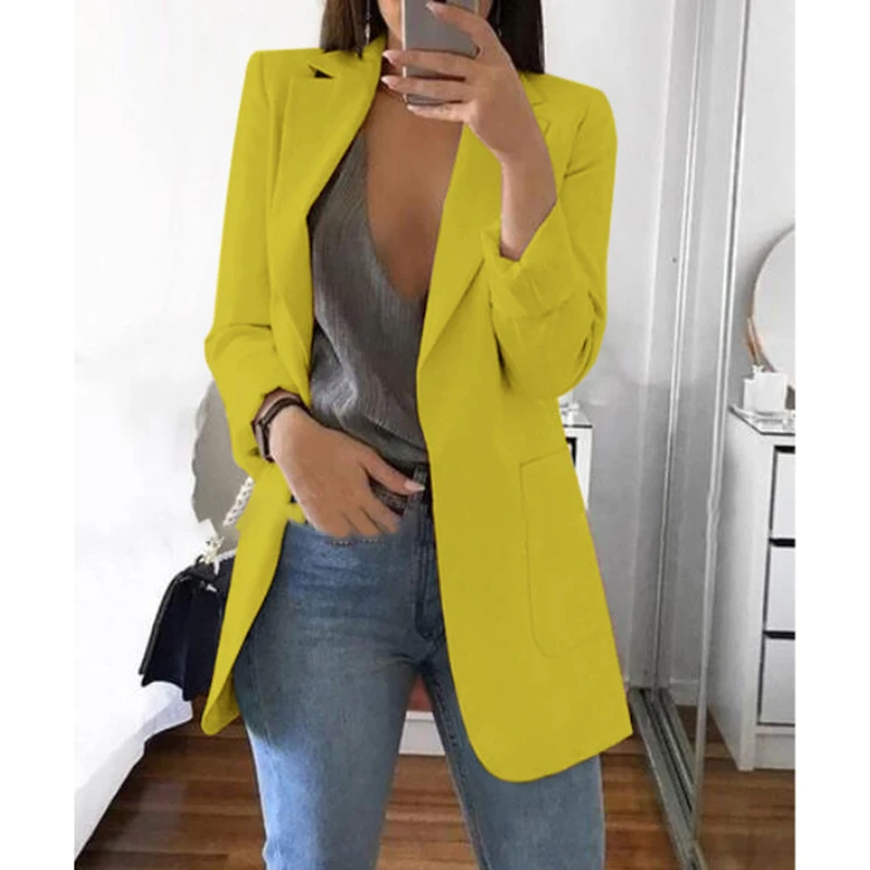 Женский Повседневный приталенный деловой Блейзер костюм Женское пальто куртка