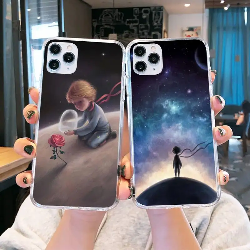 

Silicone Black Cover Lovely prince Phone Case Transparent soft For iphone 5 5s 5c se 6 6s 7 8 11 12 plus mini x xs xr pro max
