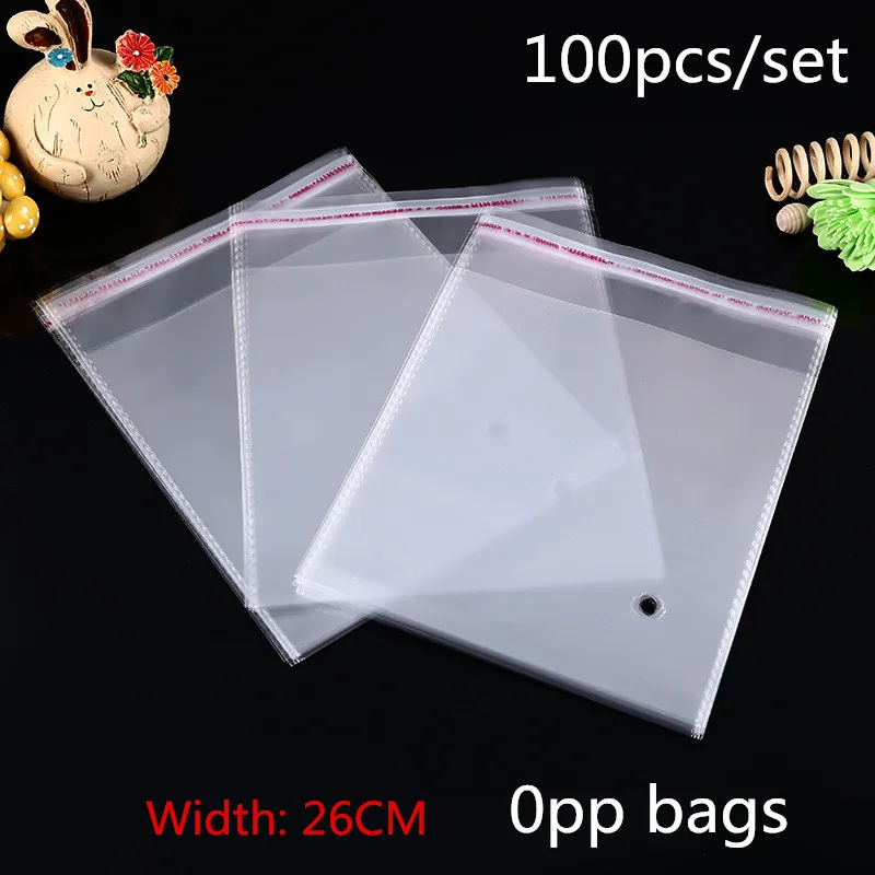 100 шт. самоклеящиеся прозрачные целлофановые пакеты шириной 26 см|Подарочные