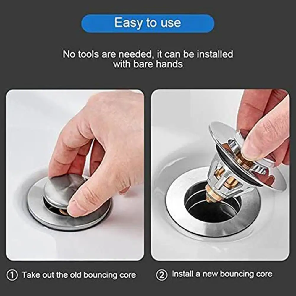 

1Pcs New Universal Wash Basin up Drain Filter Push For Washbasin Accessories Bathroom Drain Sink Plug Universal Core Bounce W4E8