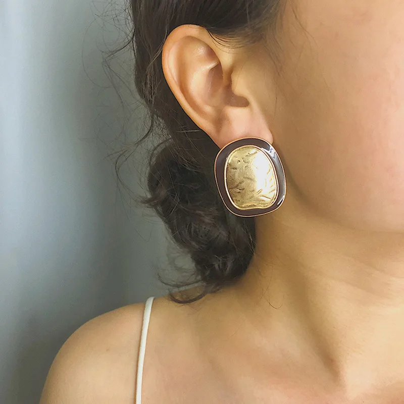 

Abayabay Lovers Ear Stud Earring European Drop Earrings Women Light Rose Gold Color Girls Punk Jewelry Brincos Aretes De Mujer