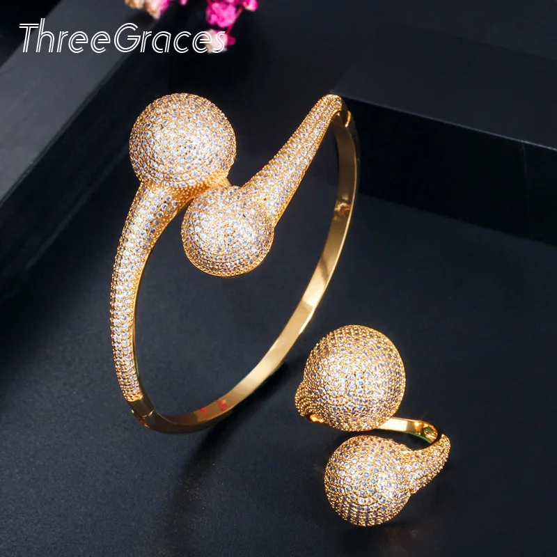 Женский браслет с круглыми шариками ThreeGraces роскошный большой на запястье в