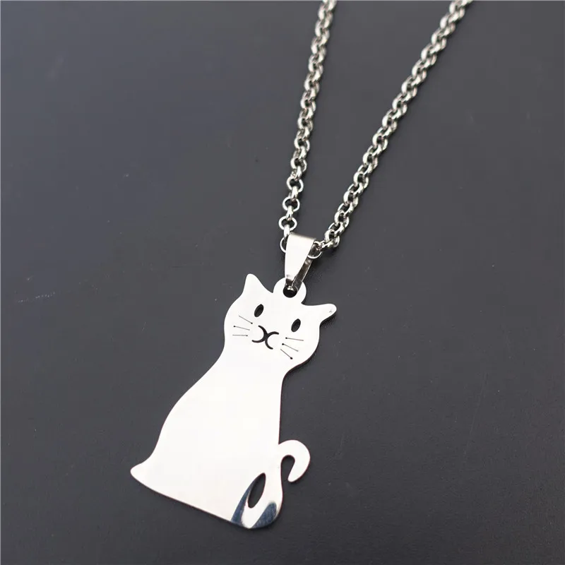 Ожерелье из нержавеющей стали с подвеской в виде кошки 12 шт./лот | Украшения и
