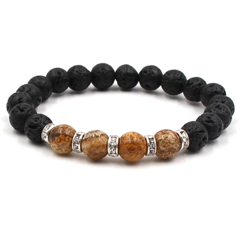 Диффузор для духов 8 мм с эфирным маслом из черного лавового камня браслет