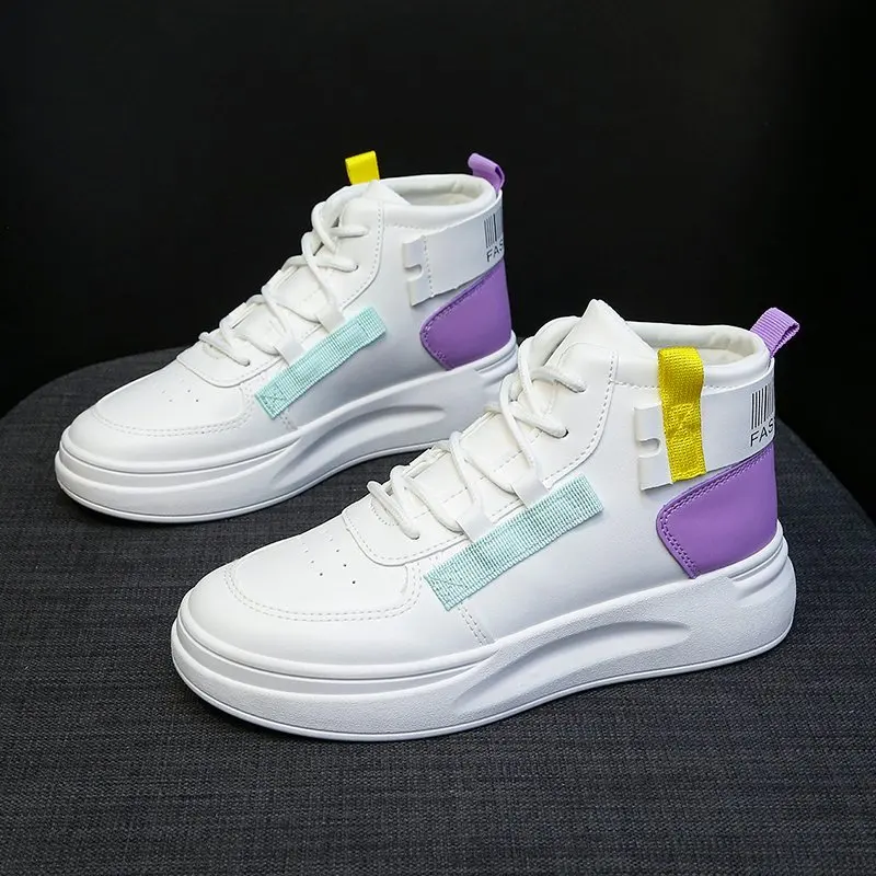 

2021 new Fashion Women Sneakers Casual Shoes Female Spring Summer Shoes Trainers Lace Up Ladies White High top shoes