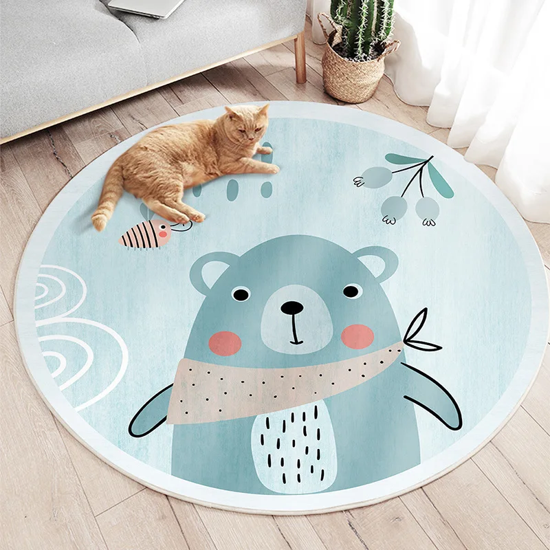 

Animal Elephant Cartoon Round Carpet Computer Chair Floor Mat Office Floor Mat Carpet Living Room Bedroom Decorative Carpet