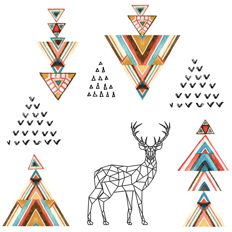 Настенная Наклейка с геометрическим рисунком оленя для гостиной общежития