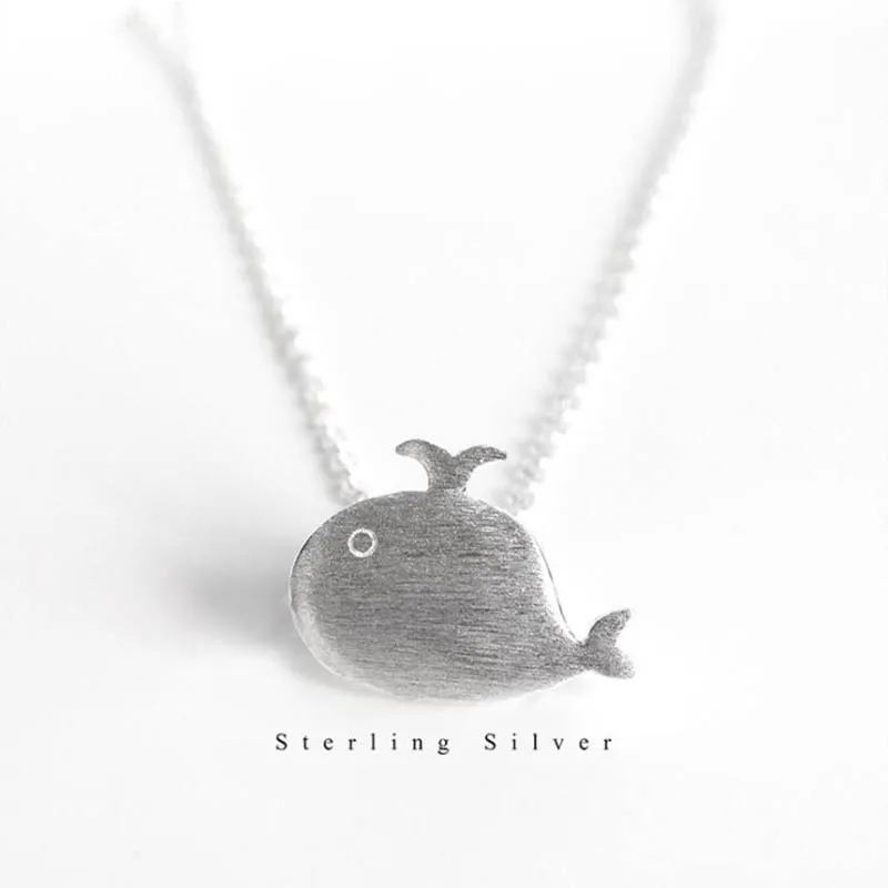 

Fashion Trendy Whale Animal Pendant Necklaces For Women Statement Real 925 Sterling Silver Long Chain Necklace Fashion Jewelry