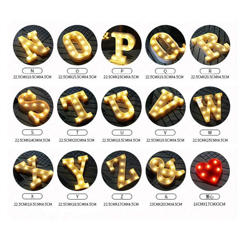 

DIY Letter Symbol Logo Heart-shaped Lighting Plastic LED Light Valentine's Day Wedding Wedding Party Holiday birthday Decoration