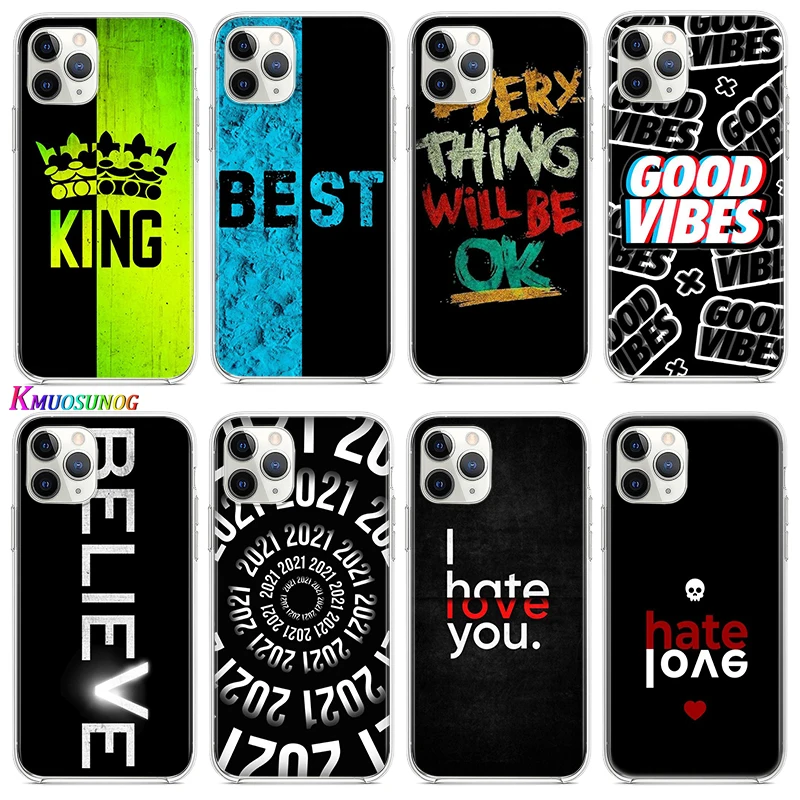 

BEST Text Sentence For Apple iPhone 12 11 Pro Max mini XS Max XR X 8 7 6 6S Plus 5S SE 2020 Transparent Phone Case