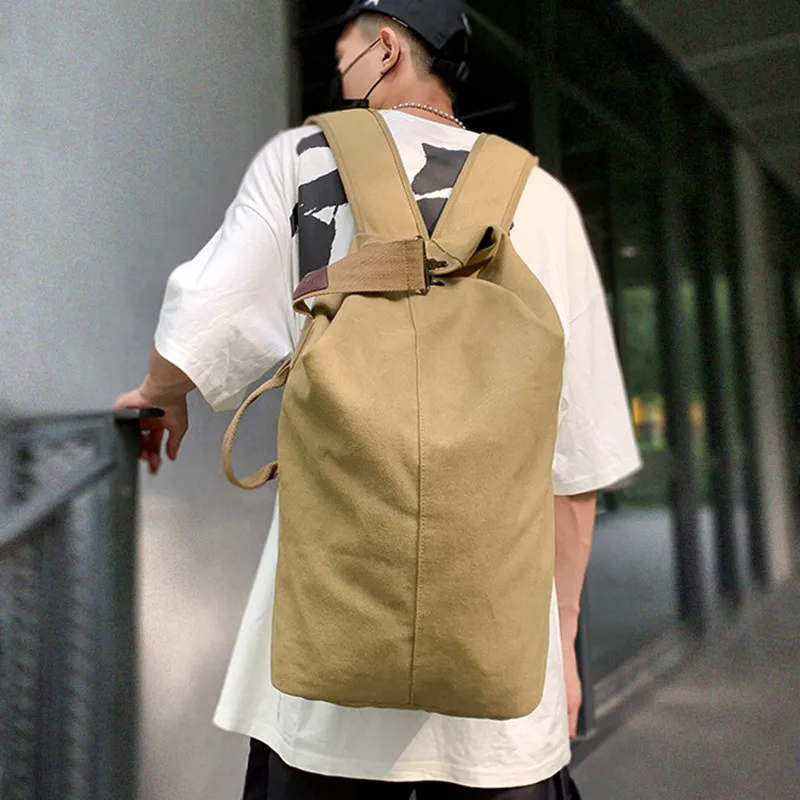 Large Hiking Backpack Travel Mountaineering Rucksack Foldable Canvas Bucket Bag Men Blaso Mochila Camping Trekking Sports XA167D | Спорт и