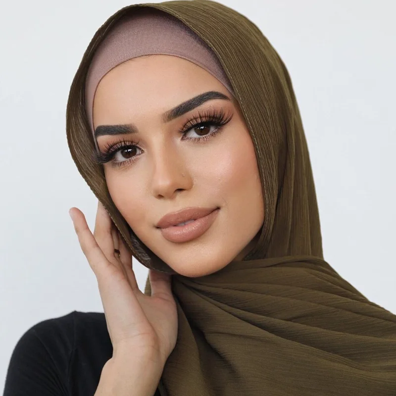Новый дизайн гофрированный креп шифоновый хиджаб шарф тюрбаны для женщин