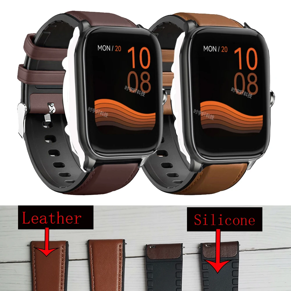 

Leather Silicone 22mm Strap For Haylou GST Smart Watch Wrist Bracelet For Haylou LS05S LS04/Huawei GT 2 Runner Sport Watchband