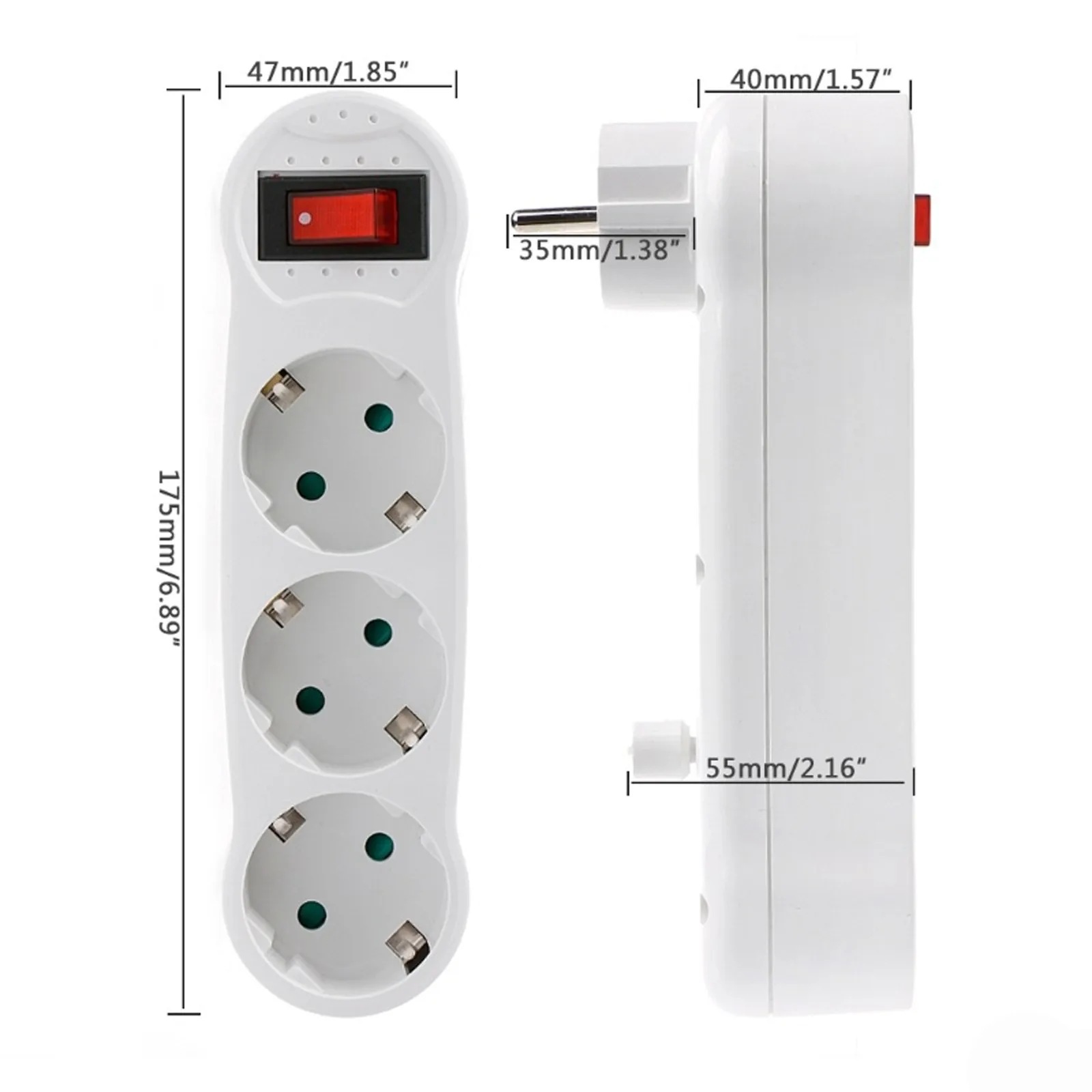 European Standard Three Socket 2 Round Plug 3 Hole With Switch On Off Wall Charger Adapter Power For Home Tool #20 |