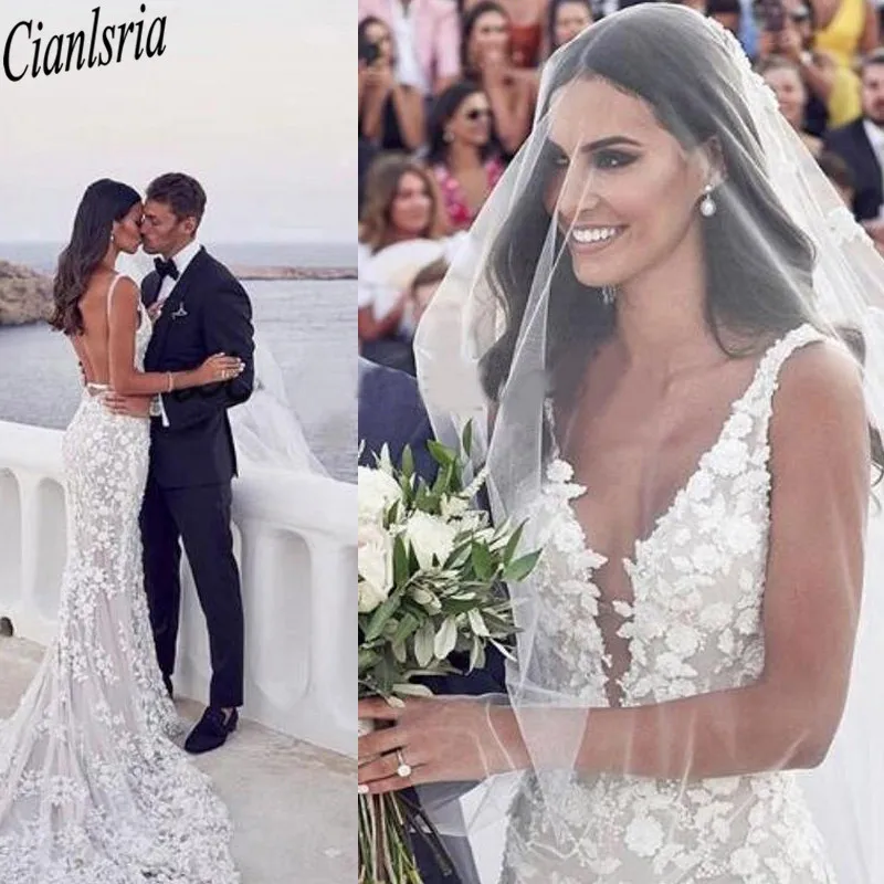 Женское свадебное платье с юбкой годе Steven Khalil Пляжное Платье V-образным вырезом и