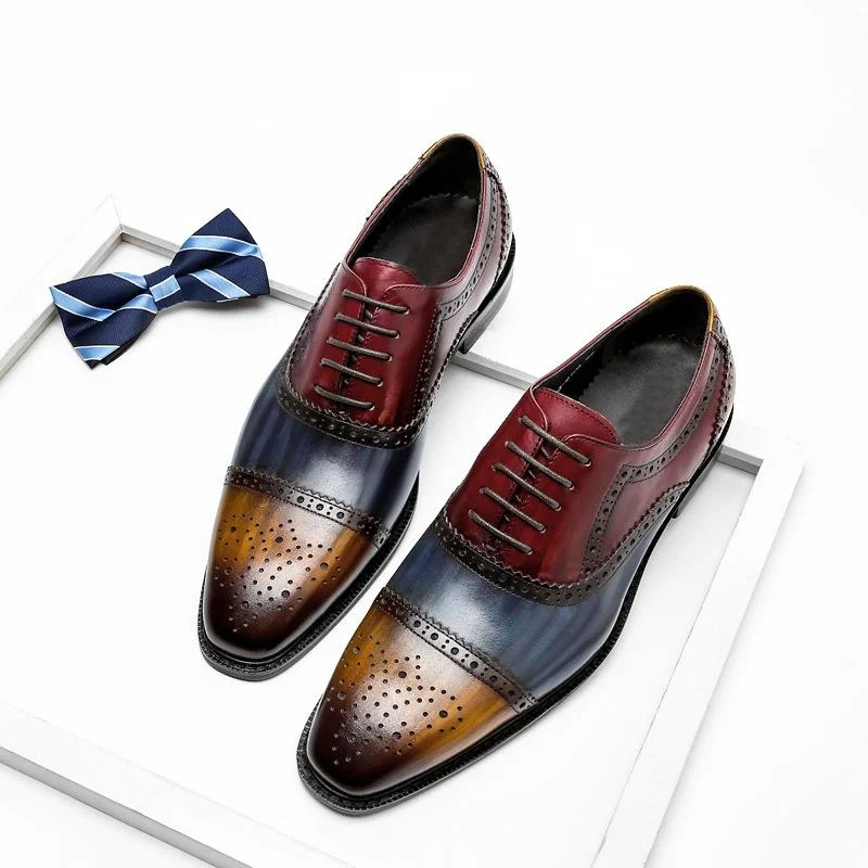 

New Business Dress Pointed Leather Shoes Men's Oxford Shoes Cowhide Inner Lining British Carved Men's Shoes Soulier Homme KV074