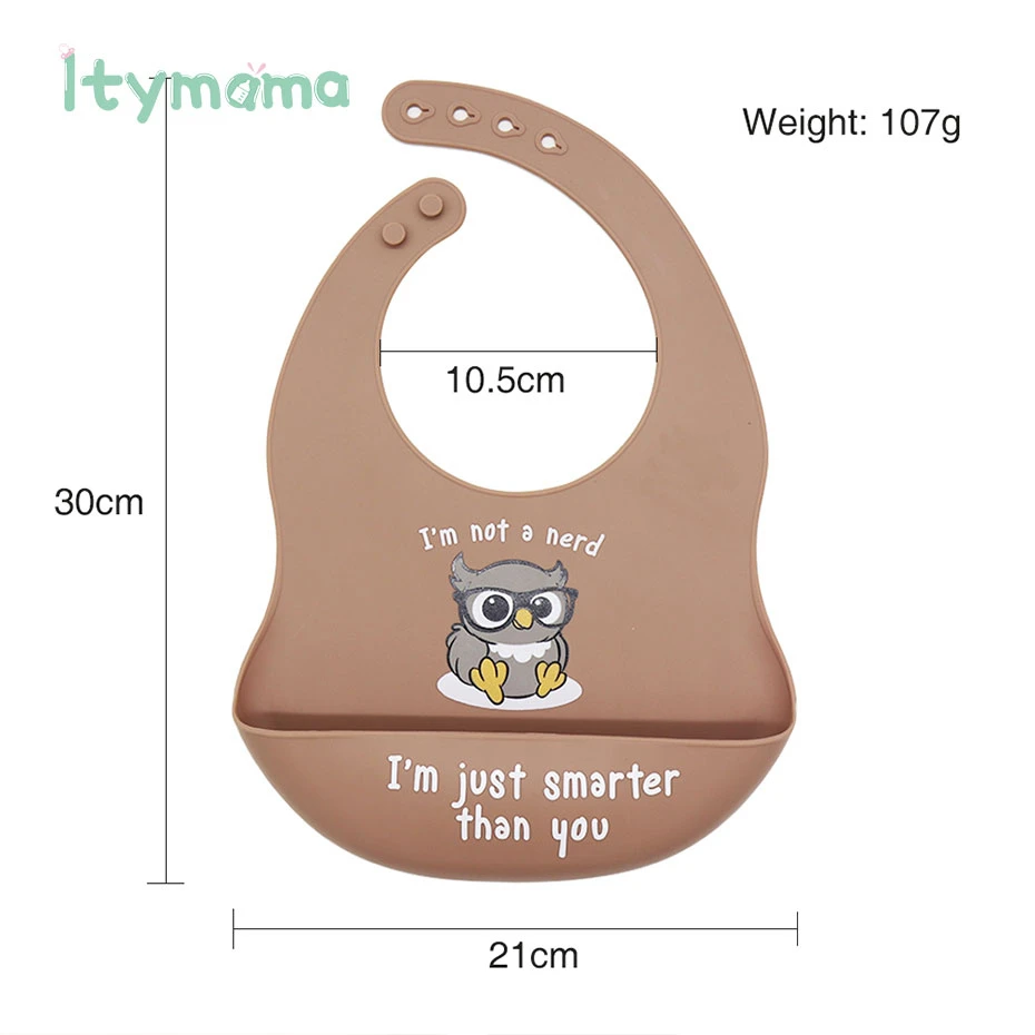 

1pc Silicone Bibs For Kids Newborn Adjustable Baby Feeding Tableware Waterproof Owl Baby Bibs For Toddler Breakfast Feedings