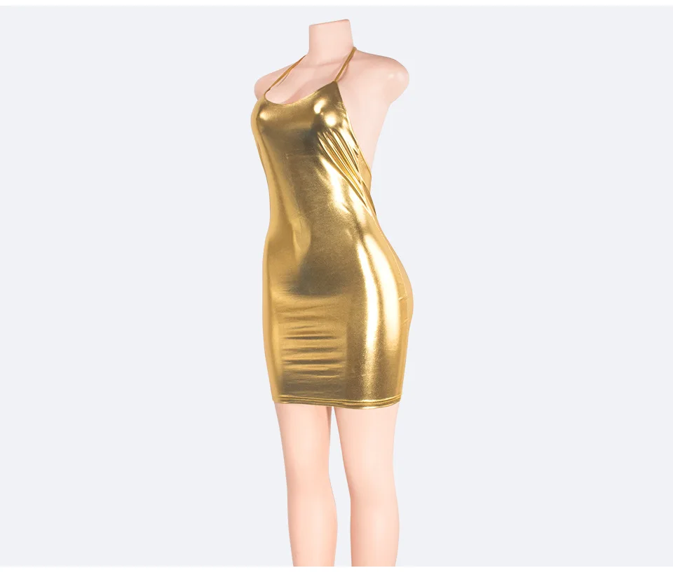 Новое дизайнерское женское золотое сексуальное платье с открытой спиной