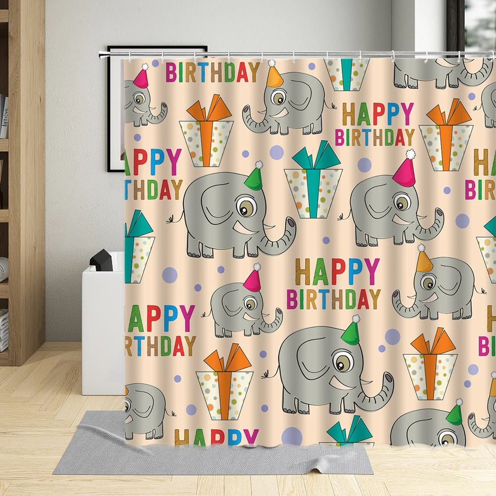 

Cartoons Animals Alpaca Graffiti Shower Curtain Flower Cactus Elephant Flamingo Unicorn Bathroom Curtains Home Washable Fabrics