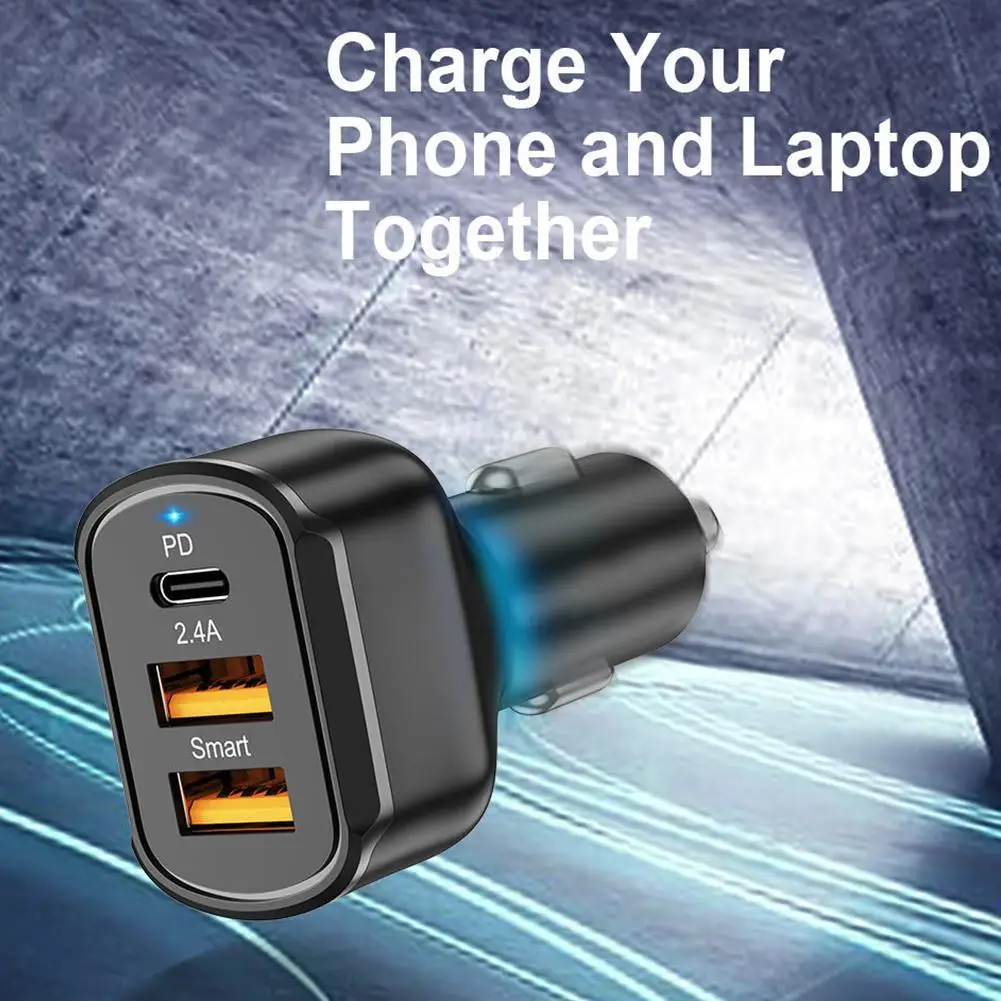 Новый двойной USB PD Тип C автомобиля Зарядное устройство 30 Вт Быстрая зарядка