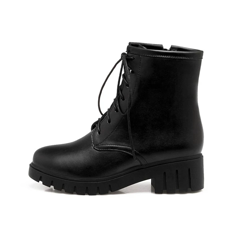 Plus Size 10 11 12 boots women shoes ankle for ladies woman winter Plain round head front lacing | Обувь