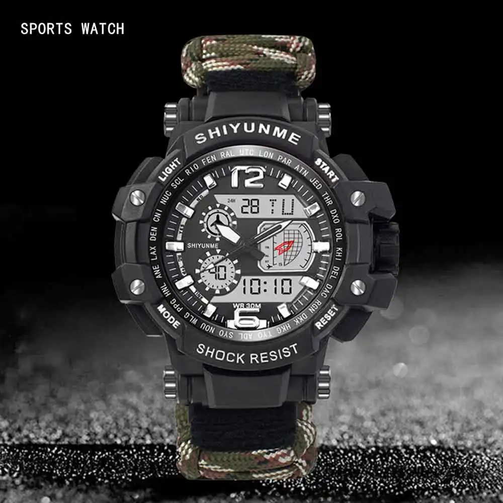 

SHIYUNME Outdoor Sports Men's Watches Military Quartz Watch Men Waterproof Shock Compass LED Digital Clock Relogio Masculino