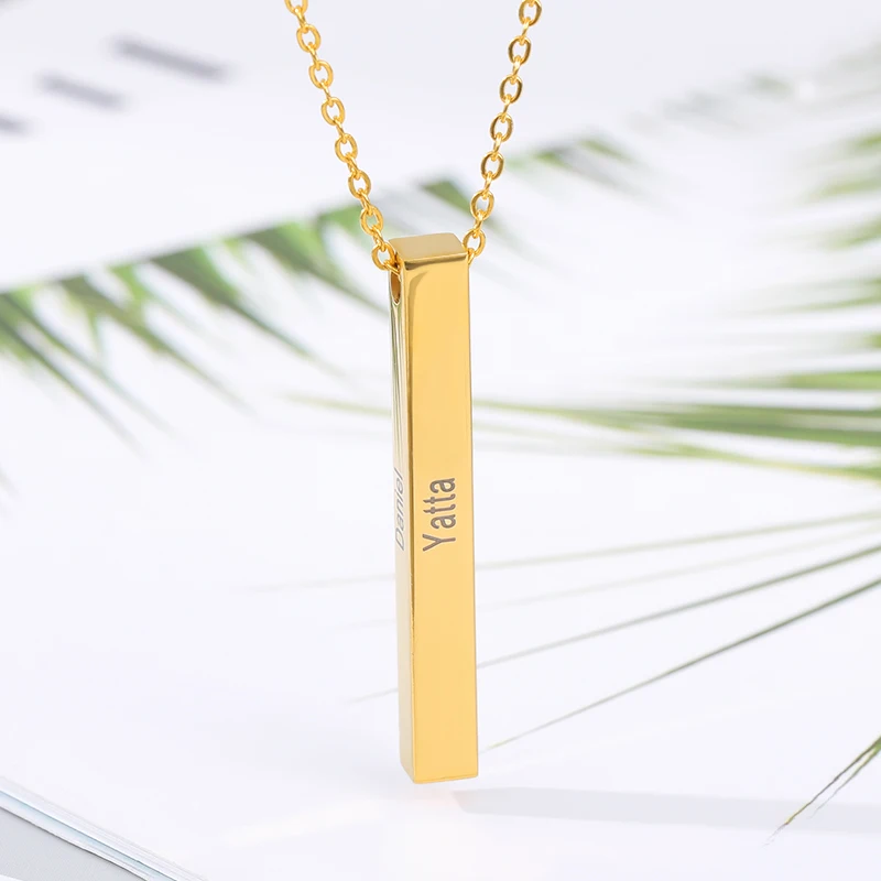 Ожерелье с квадратным кулоном из нержавеющей стали гравировкой по четырем